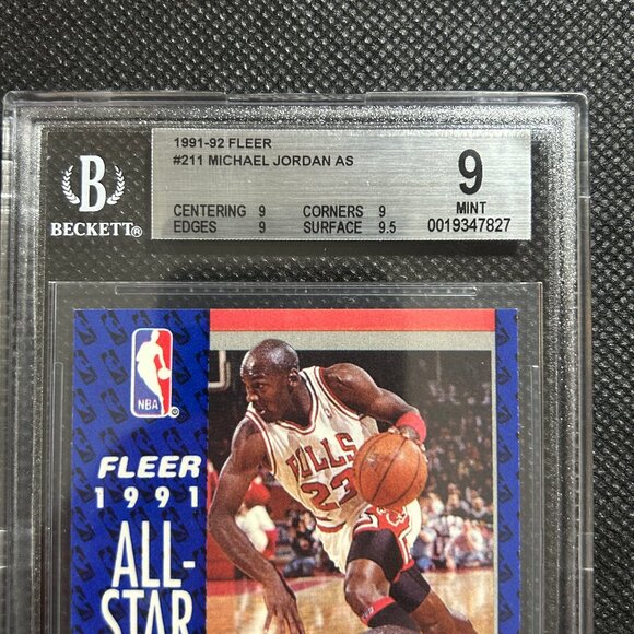 1991-92 Fleer All-Star Team Michael Jordan #211 BGS 9+ MINT Chicago Bulls HOF - Picture 2 of 3